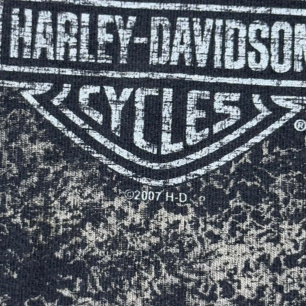 Harley-Davidson‎ Vintage Y2K T-Shirt Mens XL Black Crackle Print Distressed 2004